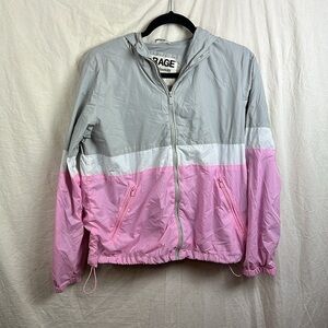 Garage Women's Windbreaker Size Large Pink white gray colorblock